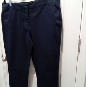 Worthington Plus Size 14 Dark Blue Straight Leg Ankle Cut Chino Style Pants